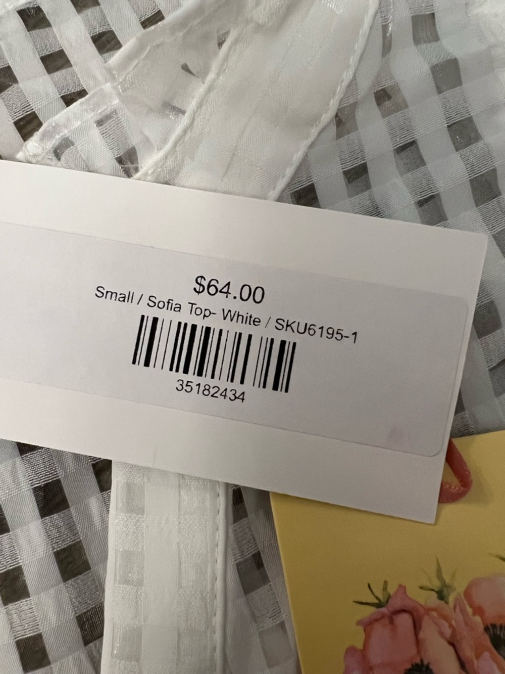entro White grid pattern sheer Ruffle Sleeve V-Neck Top - Picture 7 of 12